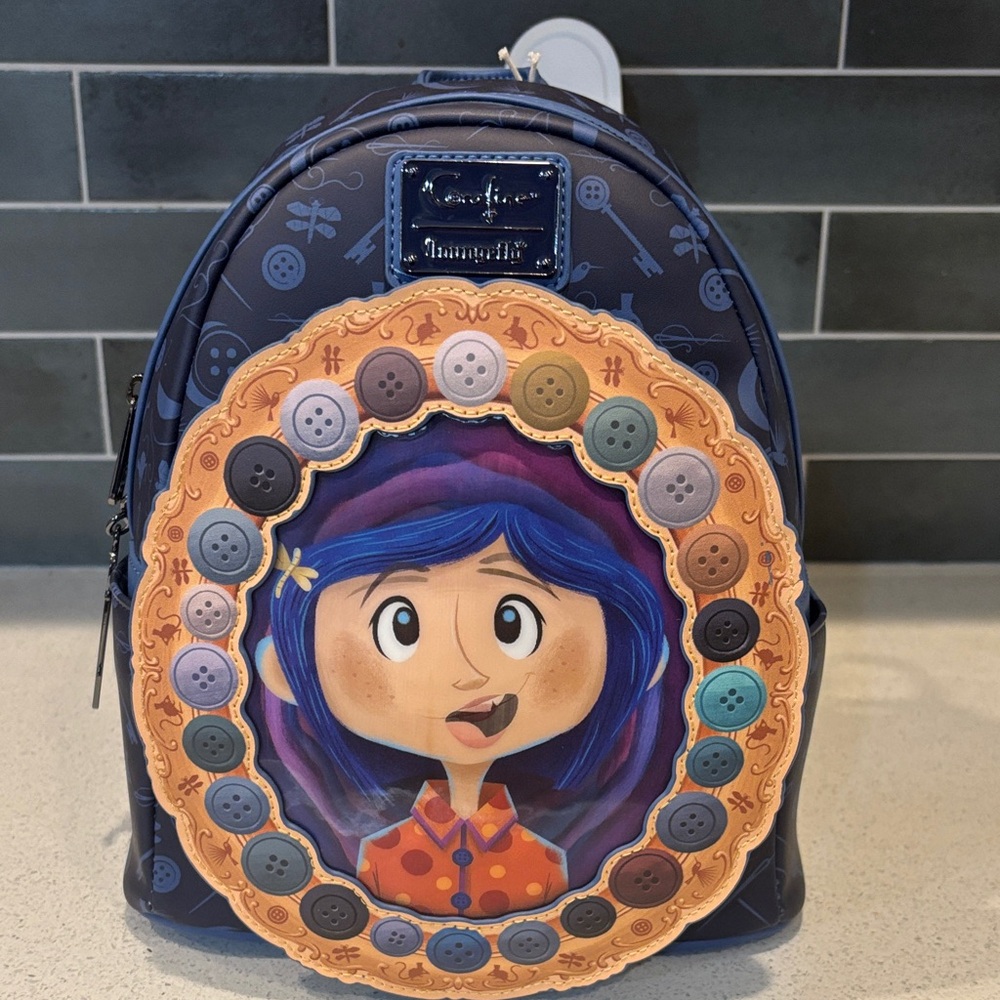 Coraline Lenticular Loungefly Backpack with Button Frame NWT